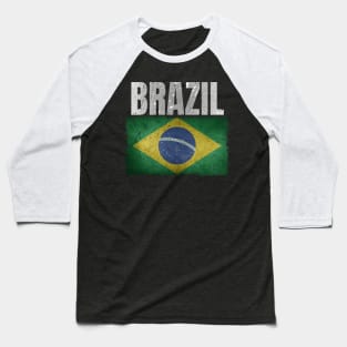 Distressed Brazil Flag Graphic for Men Women Brazilian Flag Baseball T-Shirt